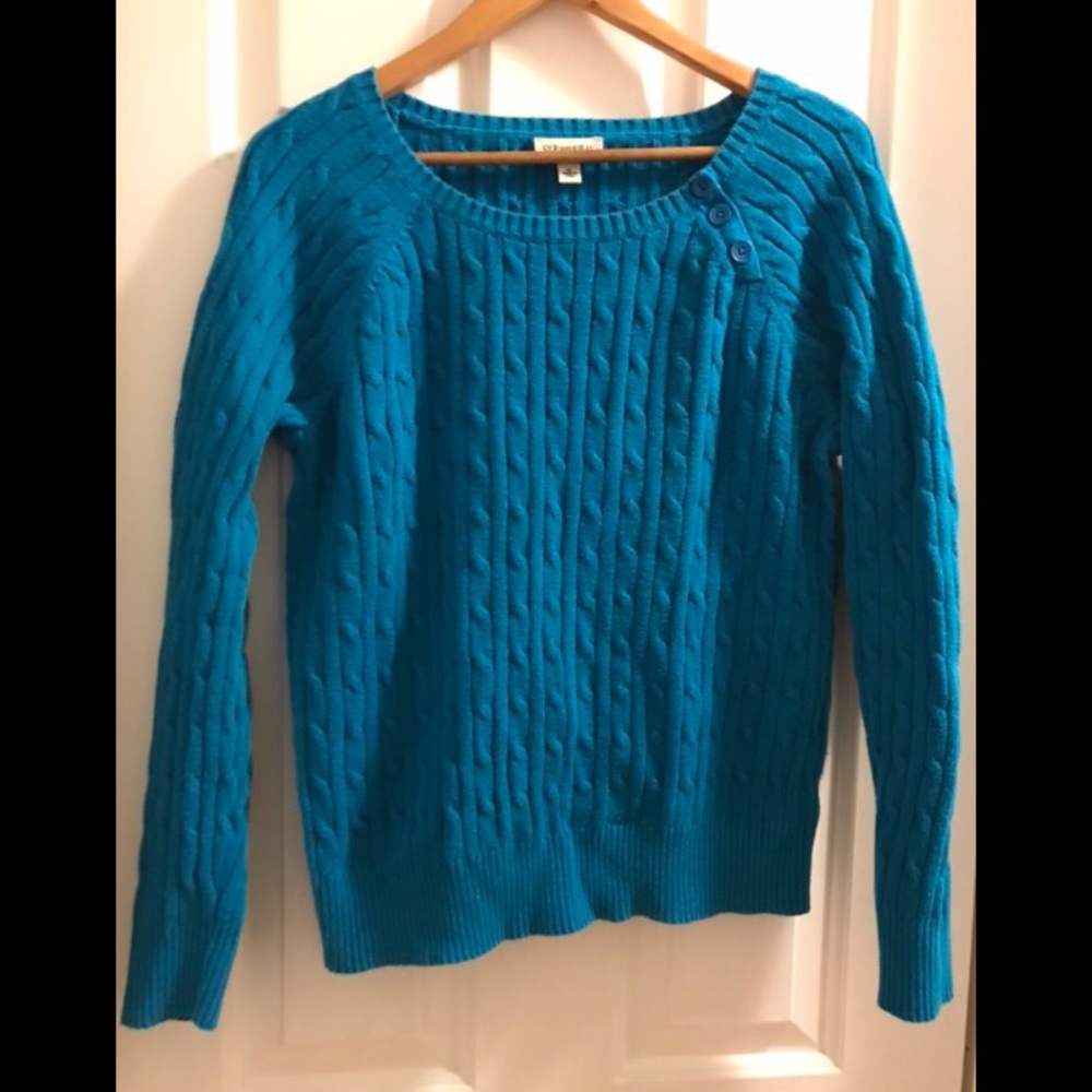 St Johns bay cable knit blue long sleeve sweater